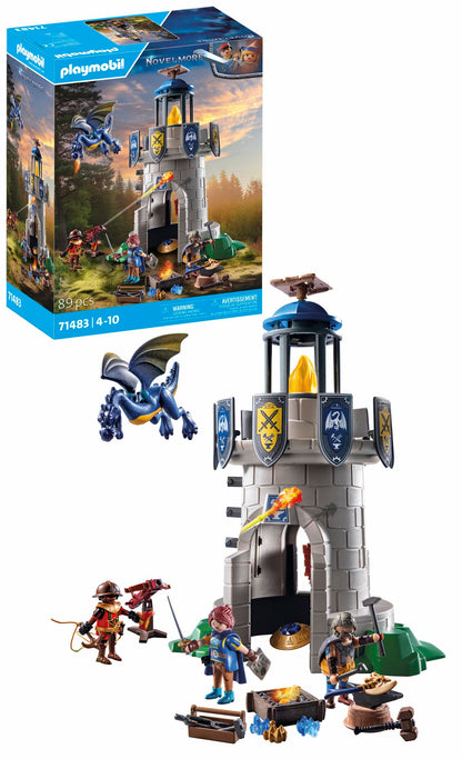 PLAYMOBIL Novelmore 71483 Torre de Caballeros con Herrero y dragón, los Caballeros de Novelmore contra los Bandidos de Burnham, Juegos de rol imaginativos, Juguetes para niños a Partir de 4 años