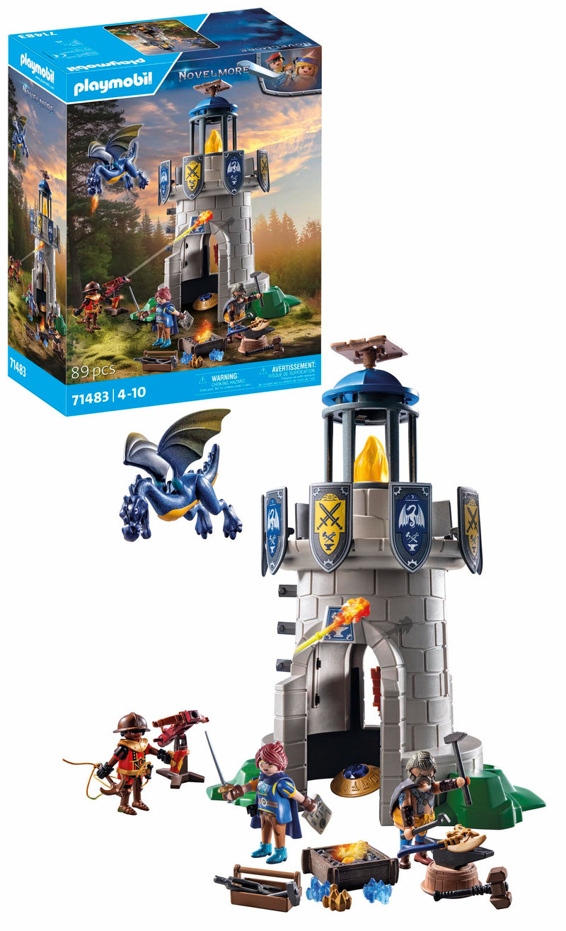 PLAYMOBIL Novelmore 71483 Torre de Caballeros con Herrero y dragón, los Caballeros de Novelmore contra los Bandidos de Burnham, Juegos de rol imaginativos, Juguetes para niños a Partir de 4 años