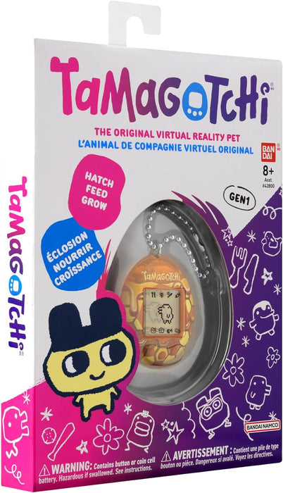 TAMAGOTCHI Bandai Original Pure Honey Shell Original Cyber Pet 90s Adults and Kids Toy with Chain | Retro Virtual Pets are Great Boys and Girls Toys or Gifts for Ages 8+