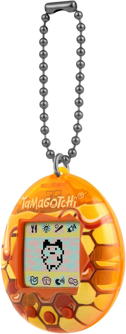 TAMAGOTCHI Bandai Original Pure Honey Shell Original Cyber Pet 90s Adults and Kids Toy with Chain | Retro Virtual Pets are Great Boys and Girls Toys or Gifts for Ages 8+