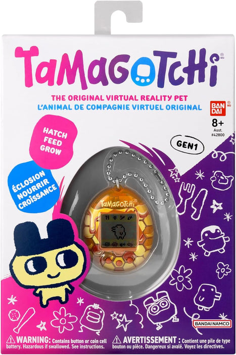 TAMAGOTCHI Bandai Original Pure Honey Shell Original Cyber Pet 90s Adults and Kids Toy with Chain | Retro Virtual Pets are Great Boys and Girls Toys or Gifts for Ages 8+