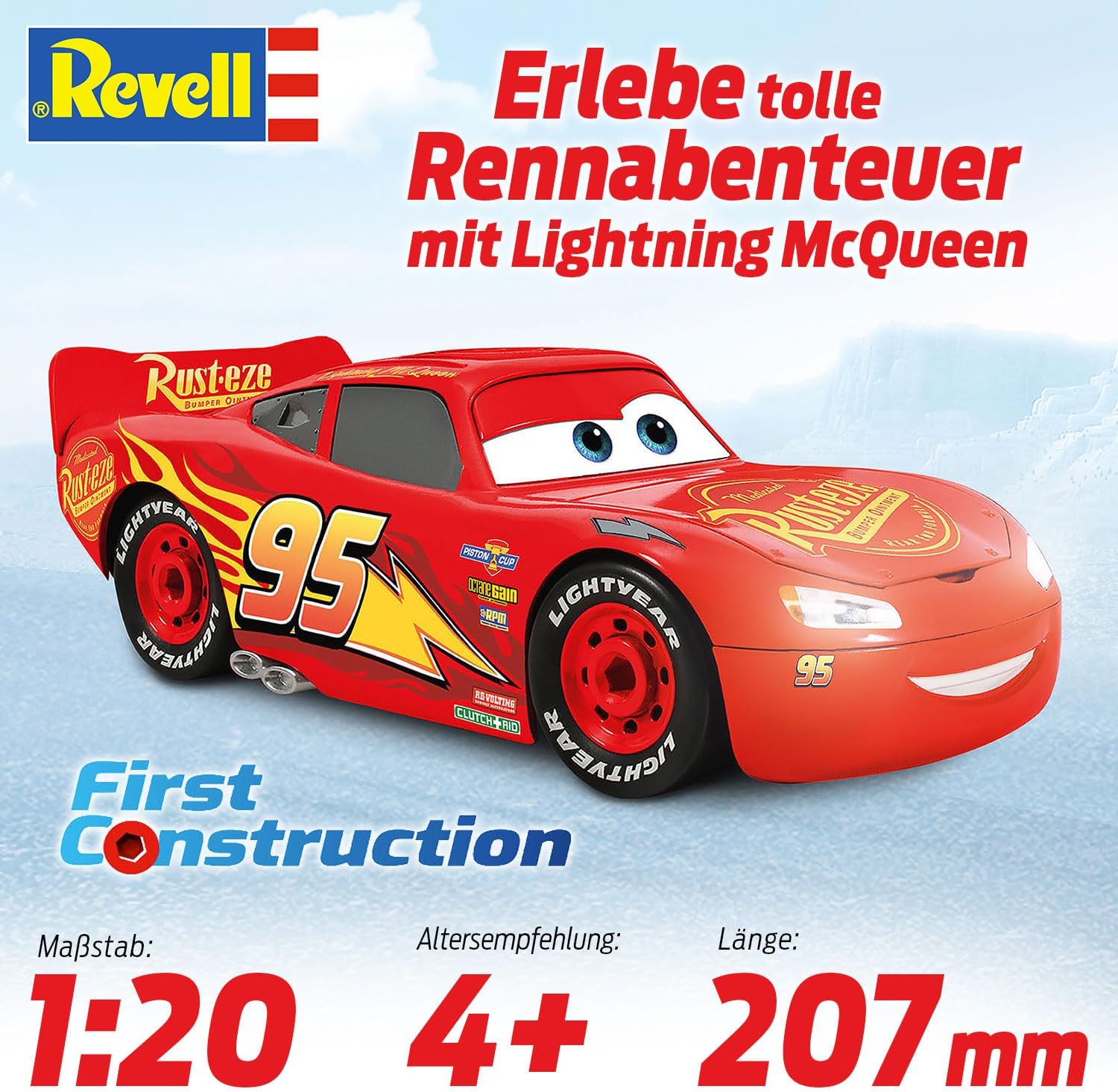 Revell Cars 00920 First Lightning McQueen Disney (Light & Sound) 1:20 Scale, Red