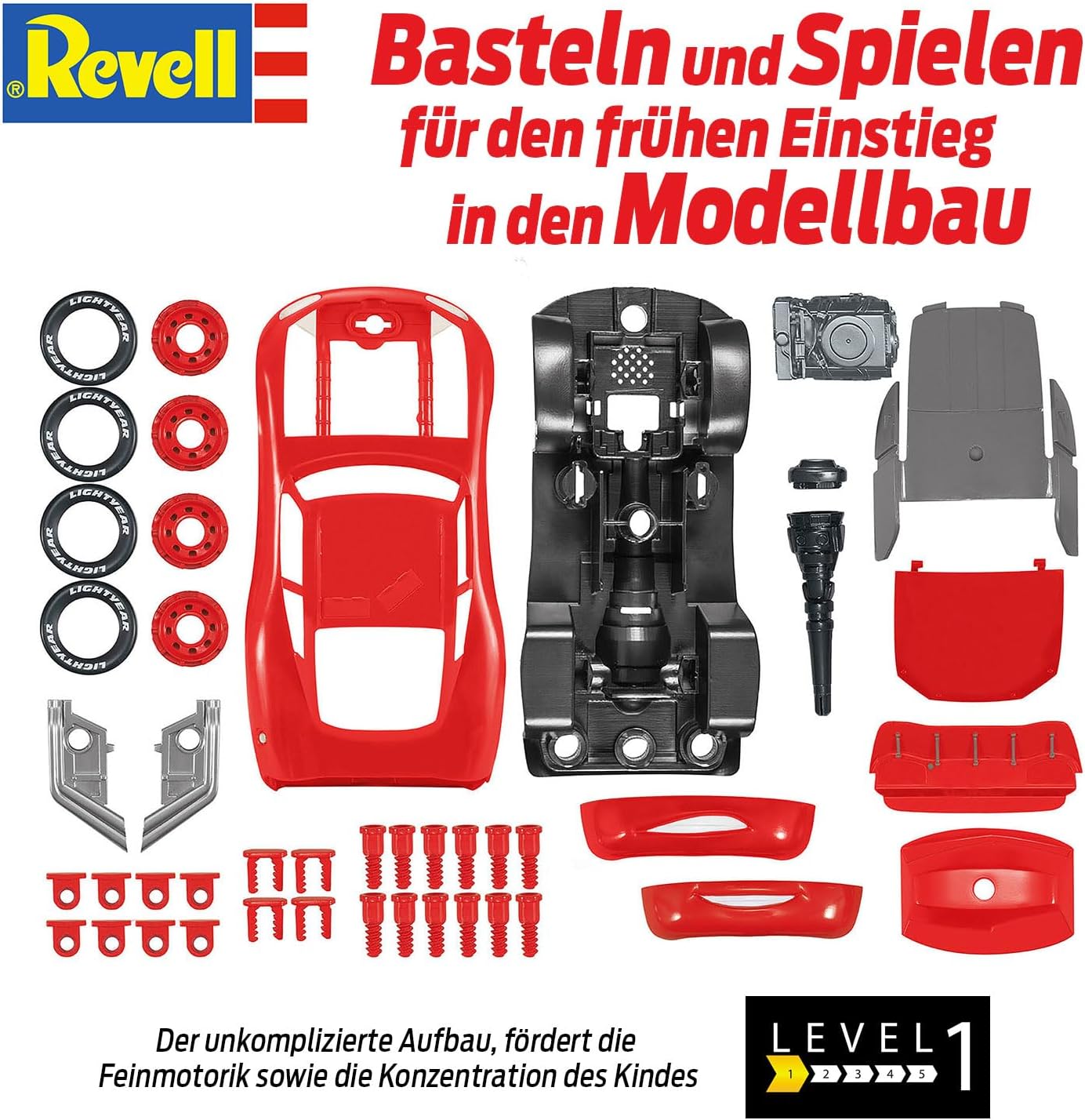 Revell Cars 00920 First Lightning McQueen Disney (Light & Sound) 1:20 Scale, Red
