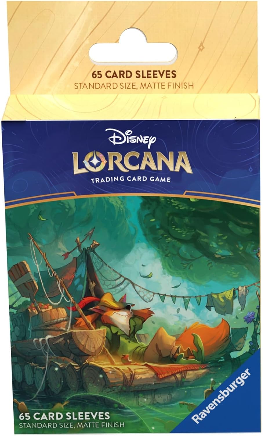 Ravensburger 11098300 Disney Lorcana Trading Game for Adults and Kids Age 8 Years Up-65 Robin Hood Card Sleeves-Set 3: Into The Inklands-TCG Accessories, Yellow, One Size