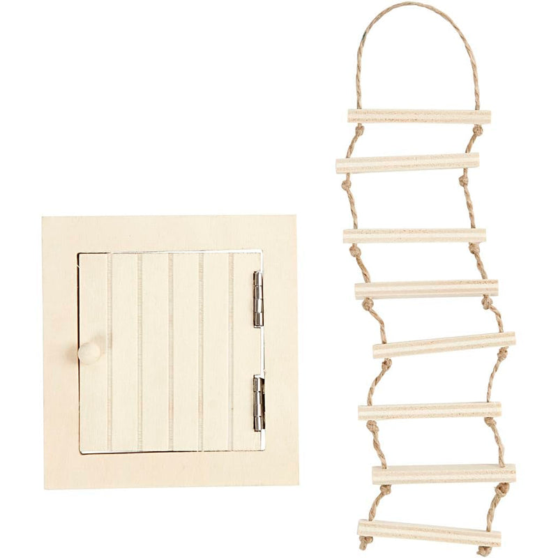 Create Crafts 55977 - Puerta de acceso para el ático y escalera Eope (madera, 9 cm, 10 unidades