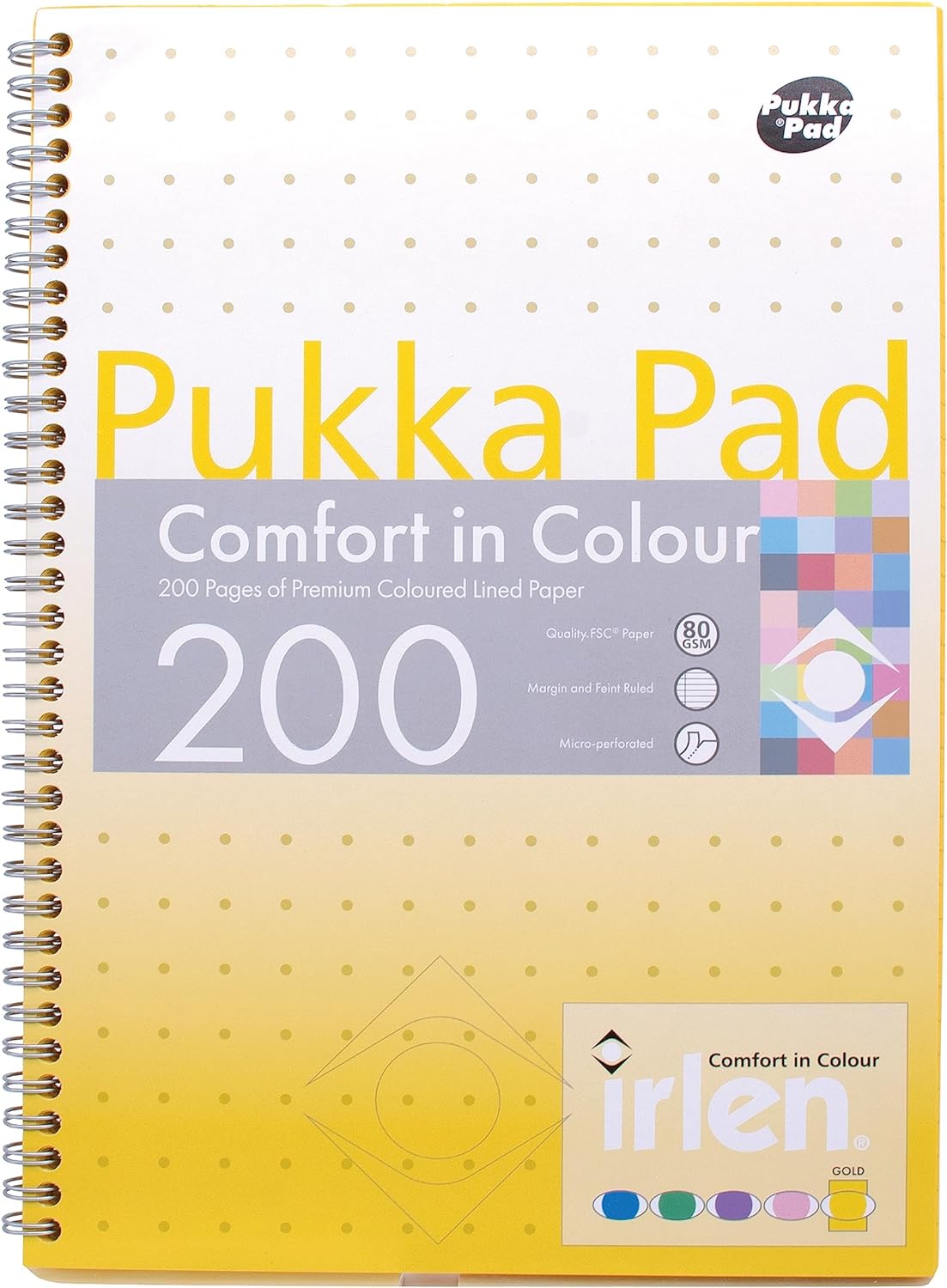 Pukka Pad, Irlen Jotta Pad A4 Notebook 3-Pack – Wire Bound Notepad 200 Pages of 80GSM Coloured FSC Certified Lined Paper – Designed for Visual Perception Difficulties – 29.7 x 23cm
