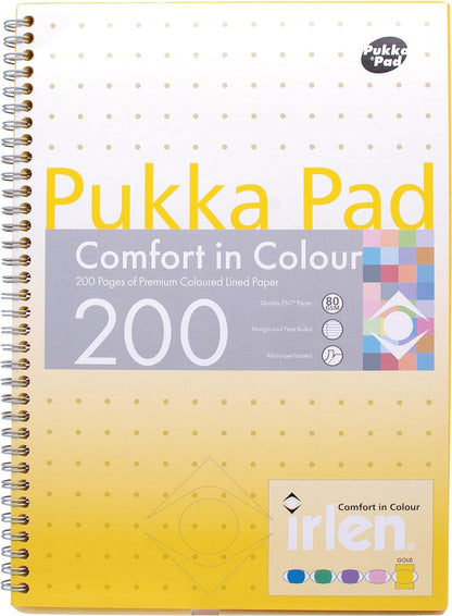 Pukka Pad, Irlen Jotta Pad A4 Notebook 3-Pack – Wire Bound Notepad 200 Pages of 80GSM Coloured FSC Certified Lined Paper – Designed for Visual Perception Difficulties – 29.7 x 23cm