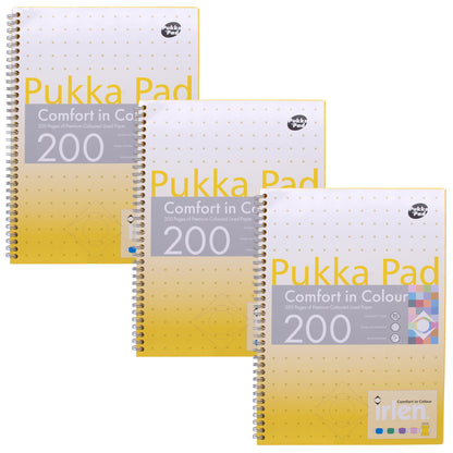 Pukka Pad, Irlen Jotta Pad A4 Notebook 3-Pack – Wire Bound Notepad 200 Pages of 80GSM Coloured FSC Certified Lined Paper – Designed for Visual Perception Difficulties – 29.7 x 23cm