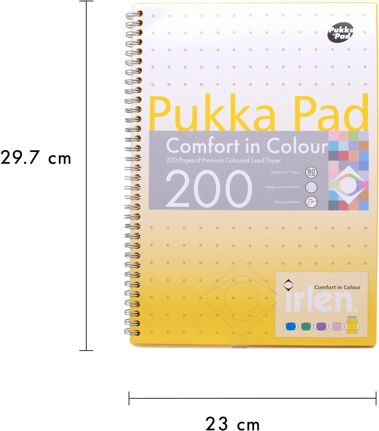 Pukka Pad, Irlen Jotta Pad A4 Notebook 3-Pack – Wire Bound Notepad 200 Pages of 80GSM Coloured FSC Certified Lined Paper – Designed for Visual Perception Difficulties – 29.7 x 23cm