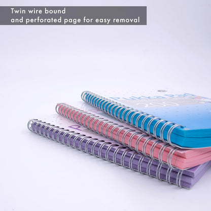 Pukka Pad, Irlen Jotta Pad A4 Notebook 3-Pack – Wire Bound Notepad 200 Pages of 80GSM Coloured FSC Certified Lined Paper – Designed for Visual Perception Difficulties – 29.7 x 23cm