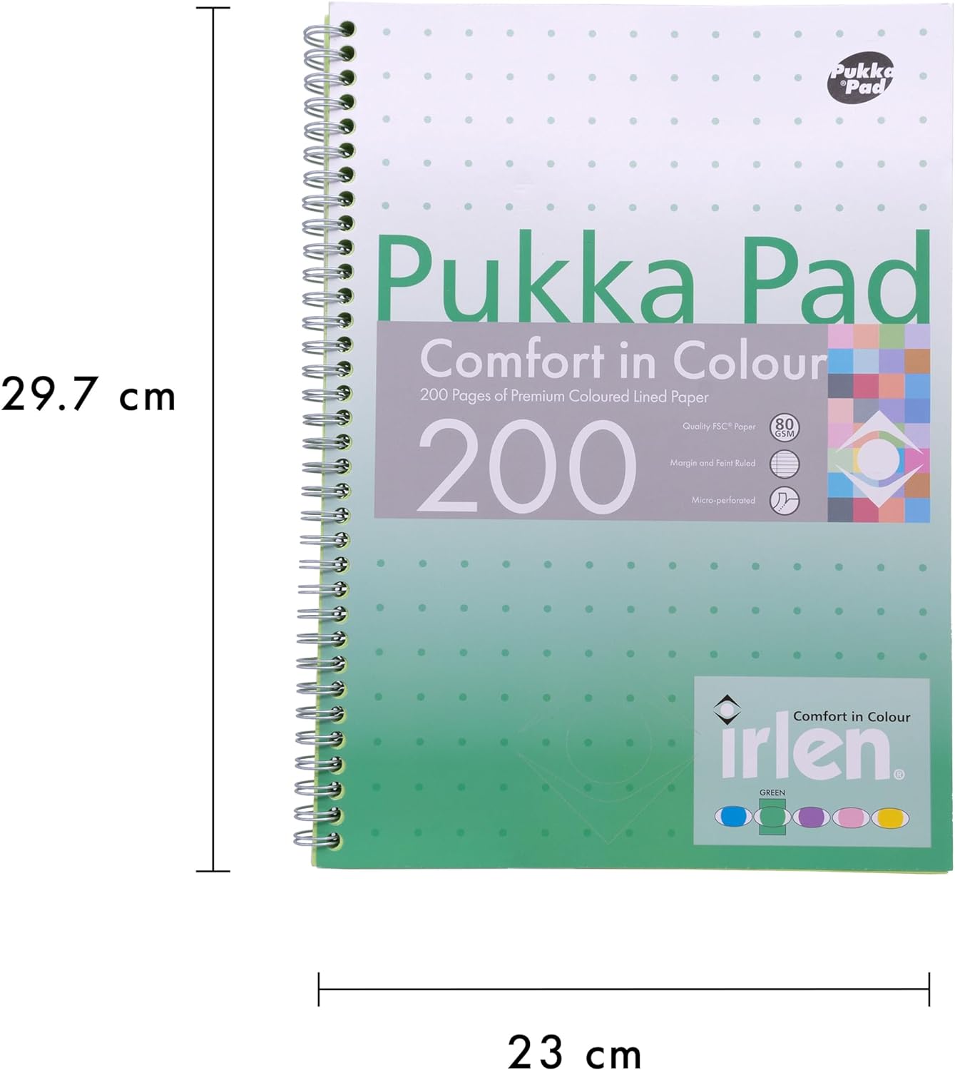 Pukka Pad, Irlen Jotta Pad A4 Notebook 3-Pack – Wire Bound Notepad 200 Pages of 80GSM Coloured FSC Certified Lined Paper – Designed for Visual Perception Difficulties – 29.7 x 23cm