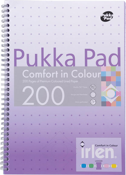 Pukka Pad, Irlen Jotta Pad A4 Notebook 3-Pack – Wire Bound Notepad 200 Pages of 80GSM Coloured FSC Certified Lined Paper – Designed for Visual Perception Difficulties – 29.7 x 23cm