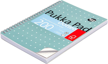 Pukka Pad, A5 Dotted Metallic Jotta Book for Graphing, Art, Bullet Journaling – 3 Pack – 21 x 14.8cm – Wirebound Notebook with 80GSM Paper – 4-Hole Margins and Perforation - 200 Pages, Grey