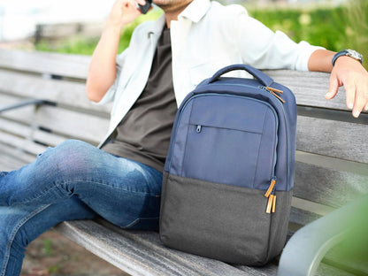 Trust Lisboa Laptop Backpack 16 inch, Travel Bag 23L with Trolley Strap, Made from Recycled Plastic, Shockproof Business Work Bag, Weatherproof Rucksack for Men, Women, College, University - Blue