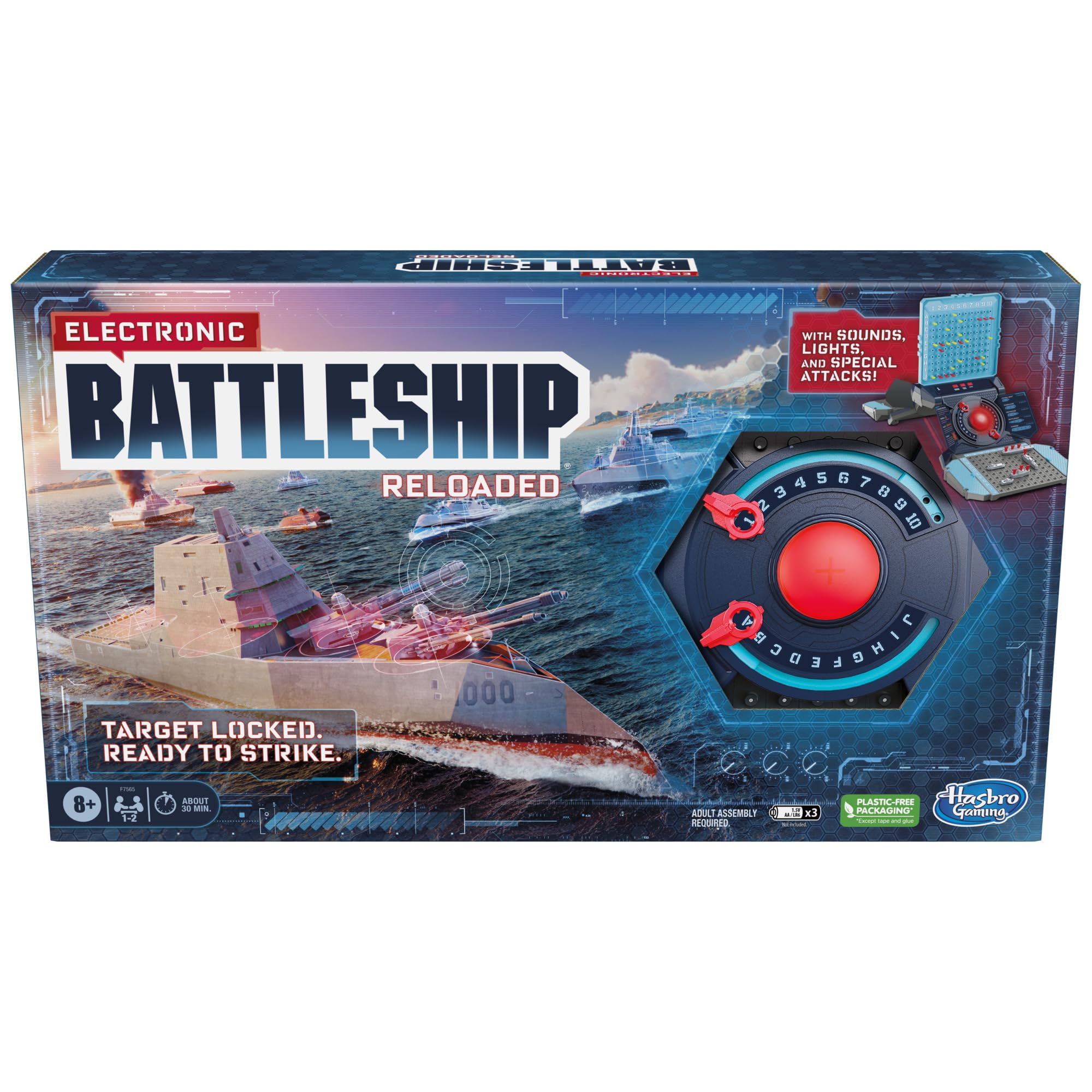 Hasbro Gaming Electronic Battleship Reloaded Board Game | Naval Combat Strategy Game with Sounds, Lights, Special Attacks | Ages 8 and Up | 1-2 Players | Kids Games