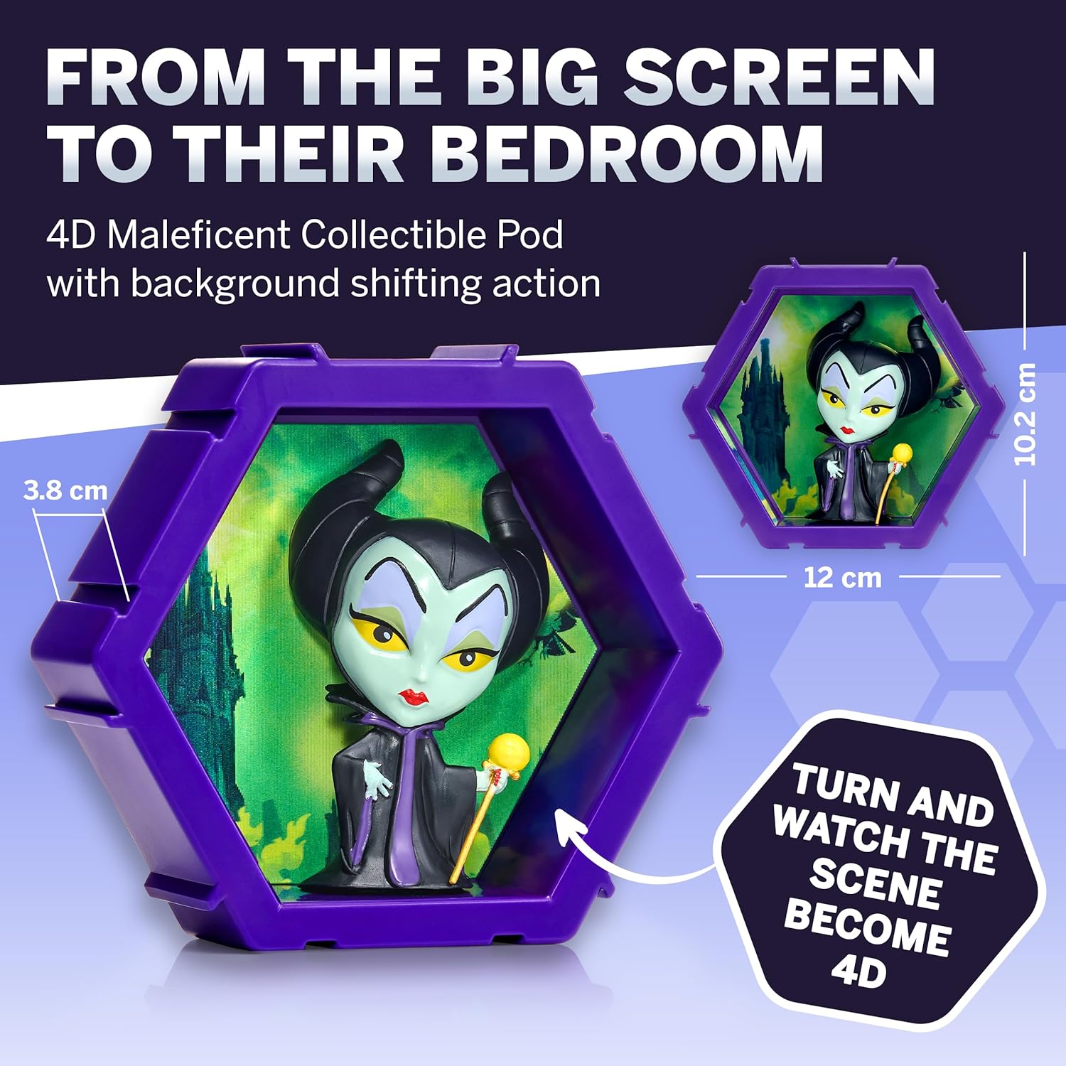 WOW! PODS 4D Disney Maleficent | Unique Connectable Collectable Bobble-head figure that Bursts from their World into Yours | Wall or Shelf Display | Disney Toys and Gifts | Series 1 no. 497