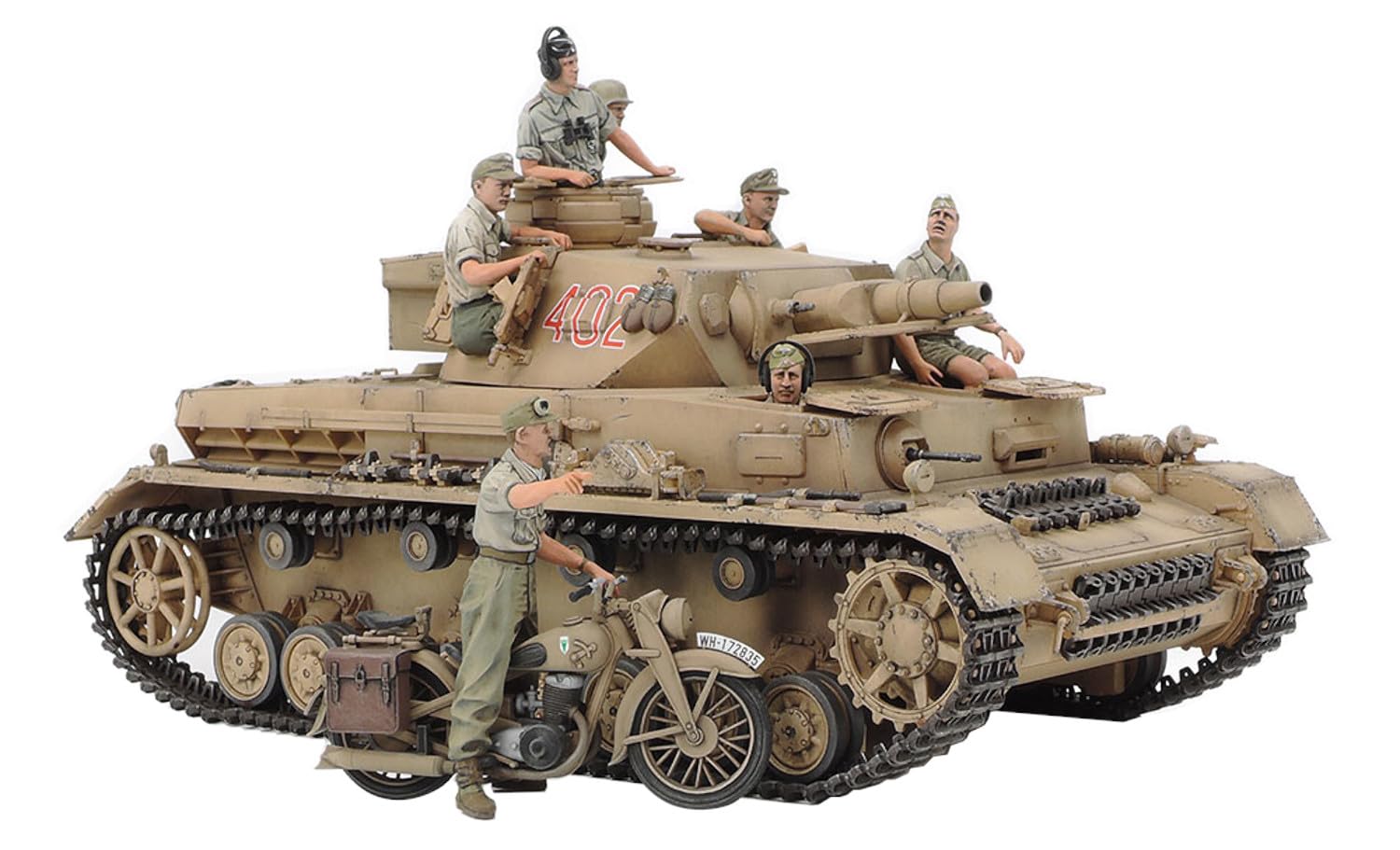 TAMIYA 25208 1:35 German PzKpfw.IV AUSF.F with Krad DAK Model Building Plastic Kit, Hobby, Crafts, Gluing, Model Kit, Model, Assembling