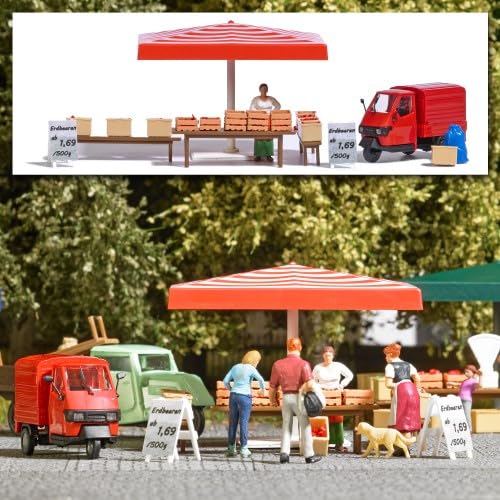 Busch - A-set: Marktstand Erdbeeren H0