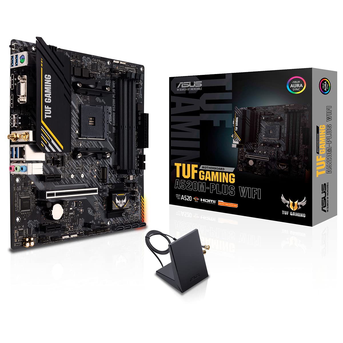 Asus TUF GAMING A520M-PLUS WIFI, AMD A520, AM4, Micro ATX, 4 DDR4, VGA, HDMI, DP, AC Wi-Fi, 1x M.2