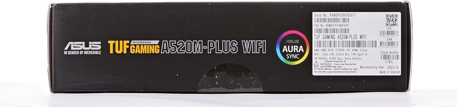 Asus TUF GAMING A520M-PLUS WIFI, AMD A520, AM4, Micro ATX, 4 DDR4, VGA, HDMI, DP, AC Wi-Fi, 1x M.2