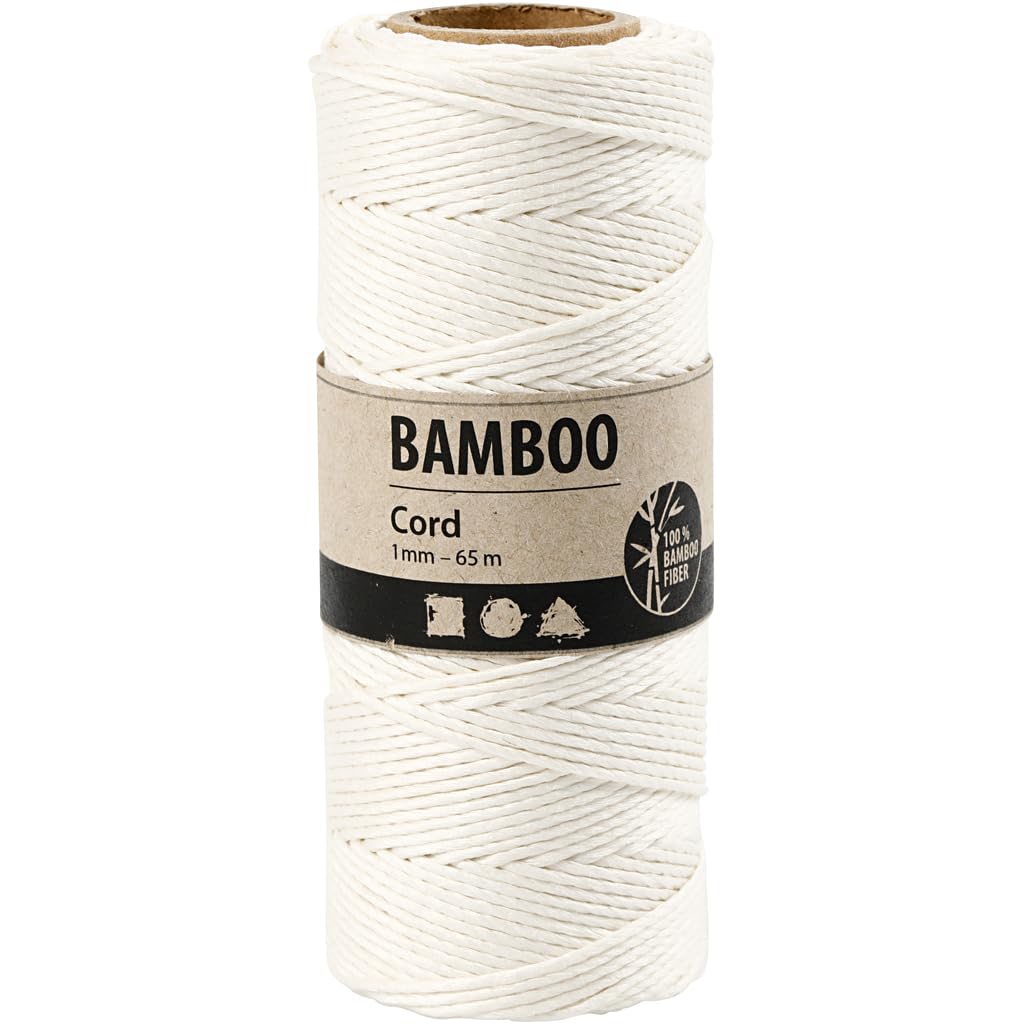 Creative 503481 Bamboo Cord, White, 65 m Length, 1 mm Thickness