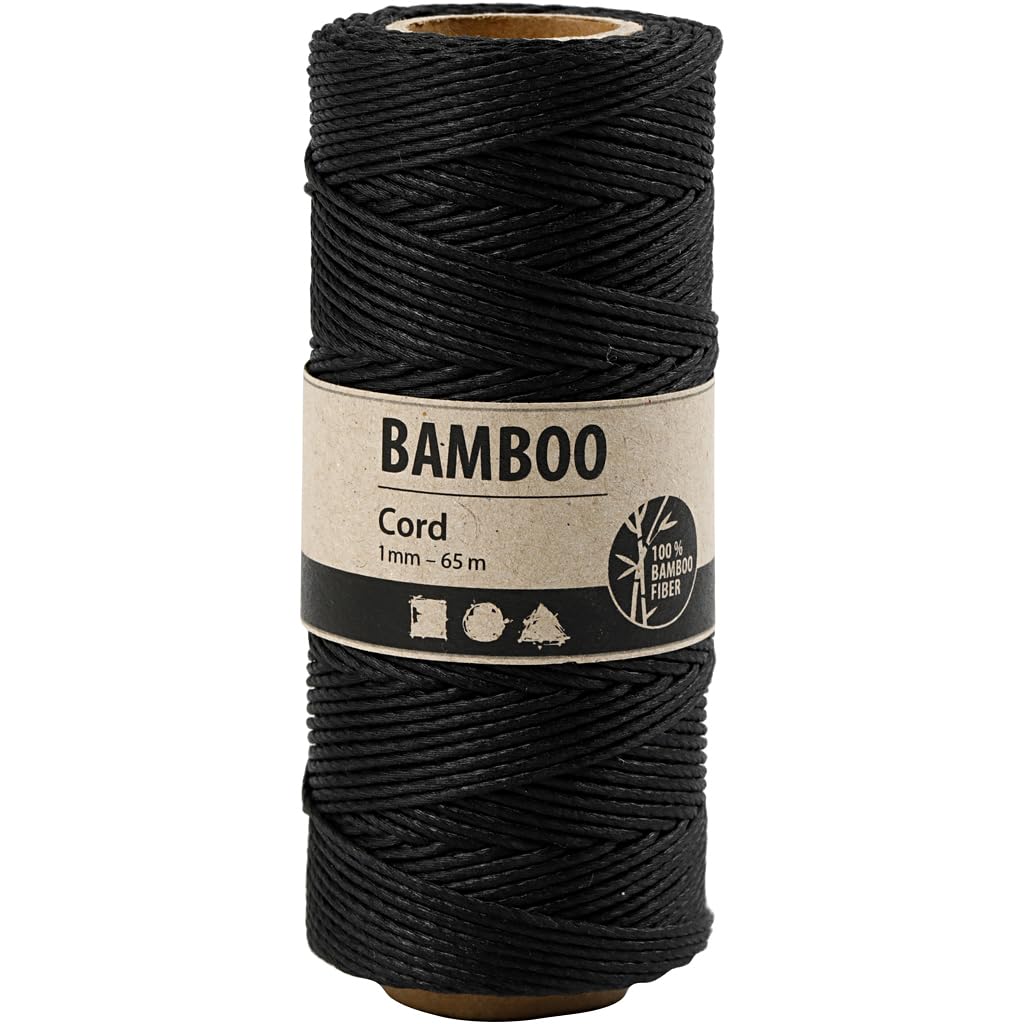 Creative 503483 Bamboo Cord, Black, 65 m Length, 1 mm Thickness