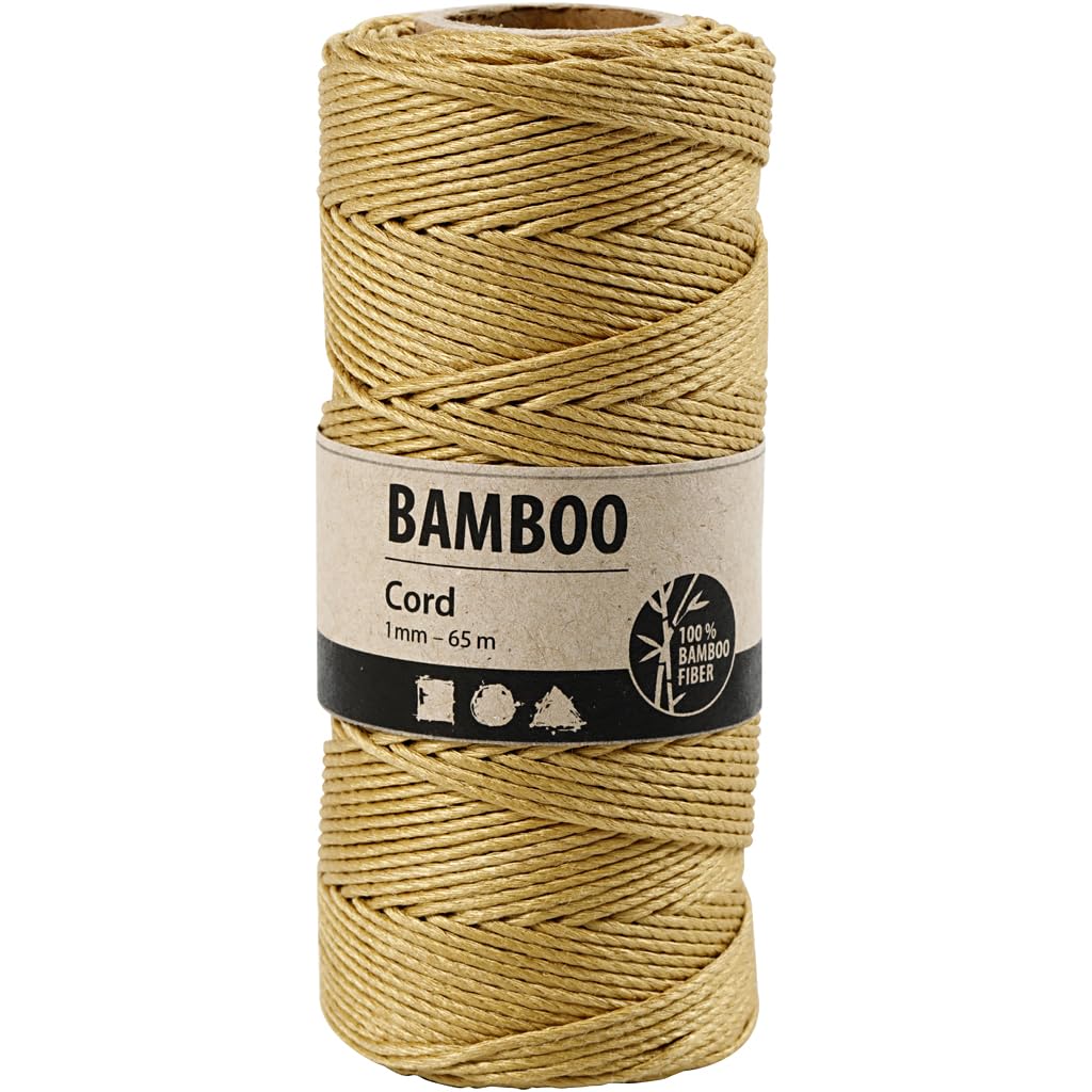 Creative 503488 Bamboo Cord, Gold, 65 m Length, 1 mm Thickness