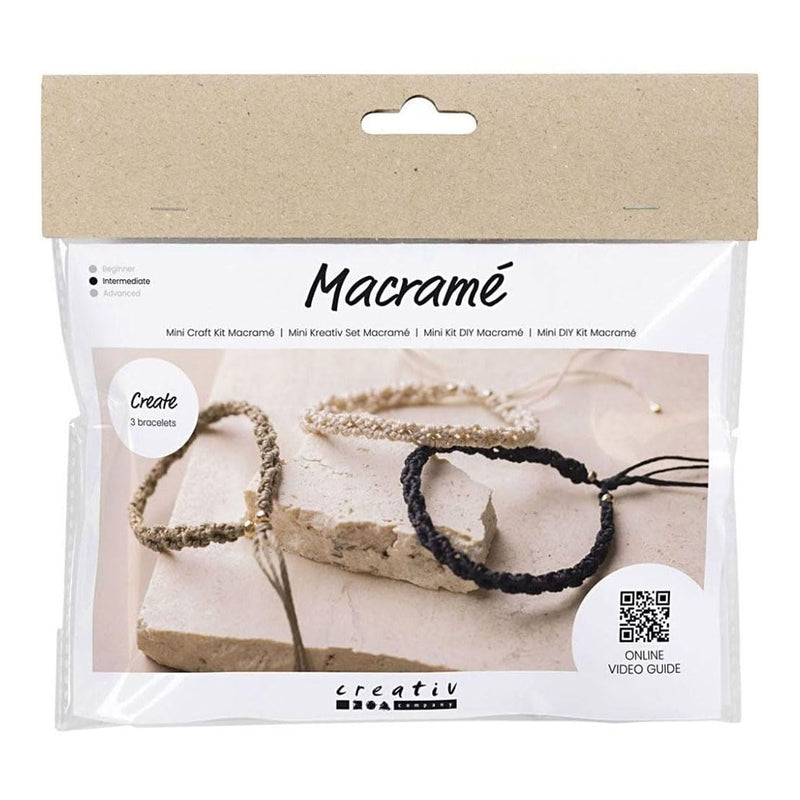 Creativ Mini Bastelset Makramee, schwarz, olivbraun, sand, Armband, 1 Packung