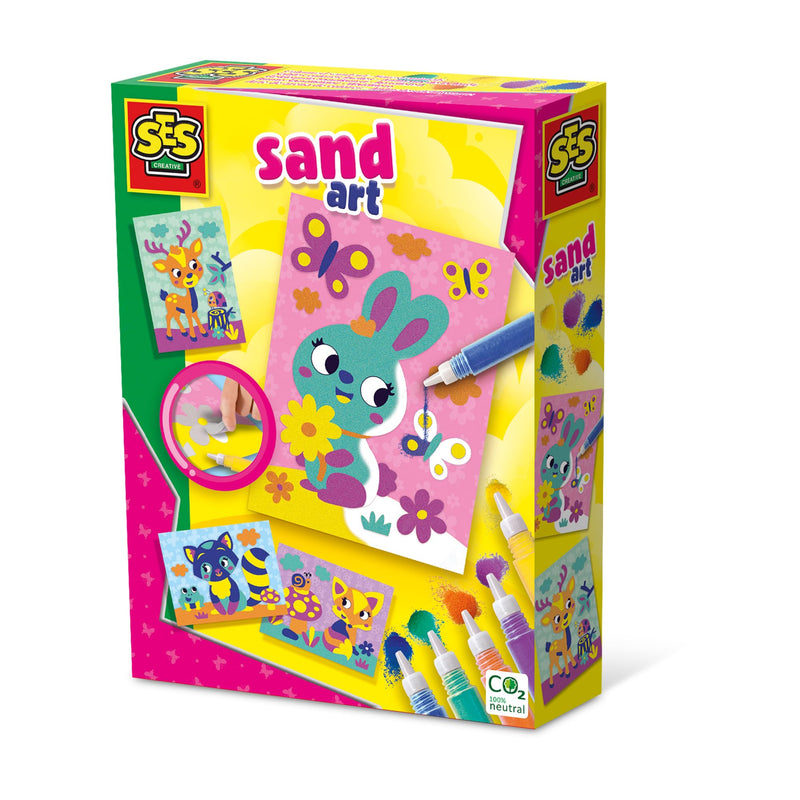 SES Creative 14136 Coloured Sand Art-Forest Animals, Yellow