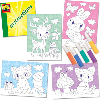 SES Creative 14136 Coloured Sand Art-Forest Animals, Yellow