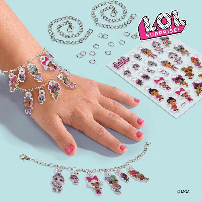 SES Creative 14190 - L.O.L. - Puffy Sticker Bracelets, Mix and Match Your own Charms, with Glitter, Complete Set for Children 6 Years and Older