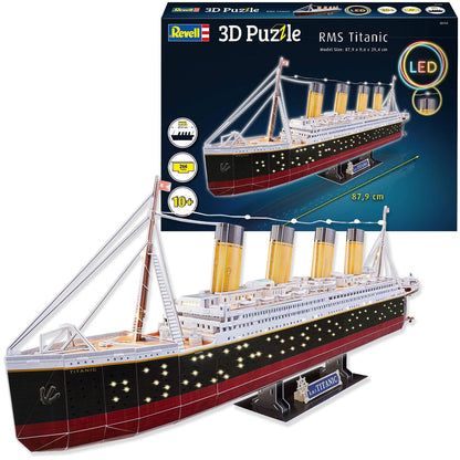 Revell 3D Puzzle 00154 RMS Titanic - LED Edition 266 Pieces, Highly Detailed, Stunning Light Effects, Over 87cm in length, Fun & Easy To Build