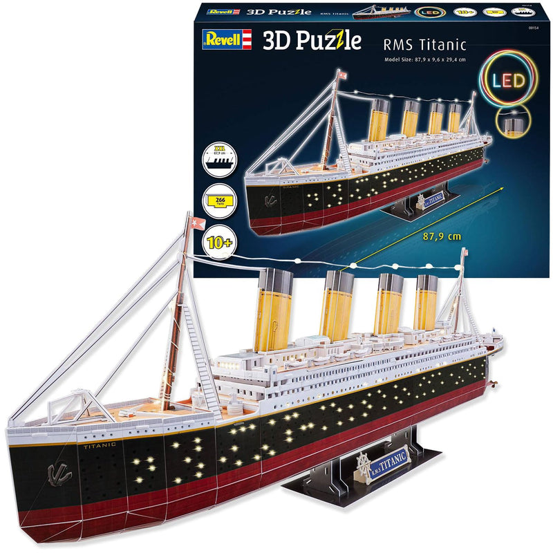 Revell 3D Puzzle 00154 RMS Titanic - LED Edition 266 Pieces, Highly Detailed, Stunning Light Effects, Over 87cm in length, Fun & Easy To Build