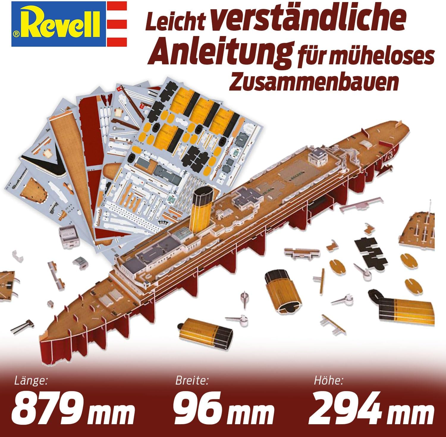 Revell 3D Puzzle 00154 RMS Titanic - LED Edition 266 Pieces, Highly Detailed, Stunning Light Effects, Over 87cm in length, Fun & Easy To Build