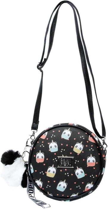 Oh My Pop! Pandicorn-Small Round Shoulder Bag, Black, 12.5 x 12.5 cm