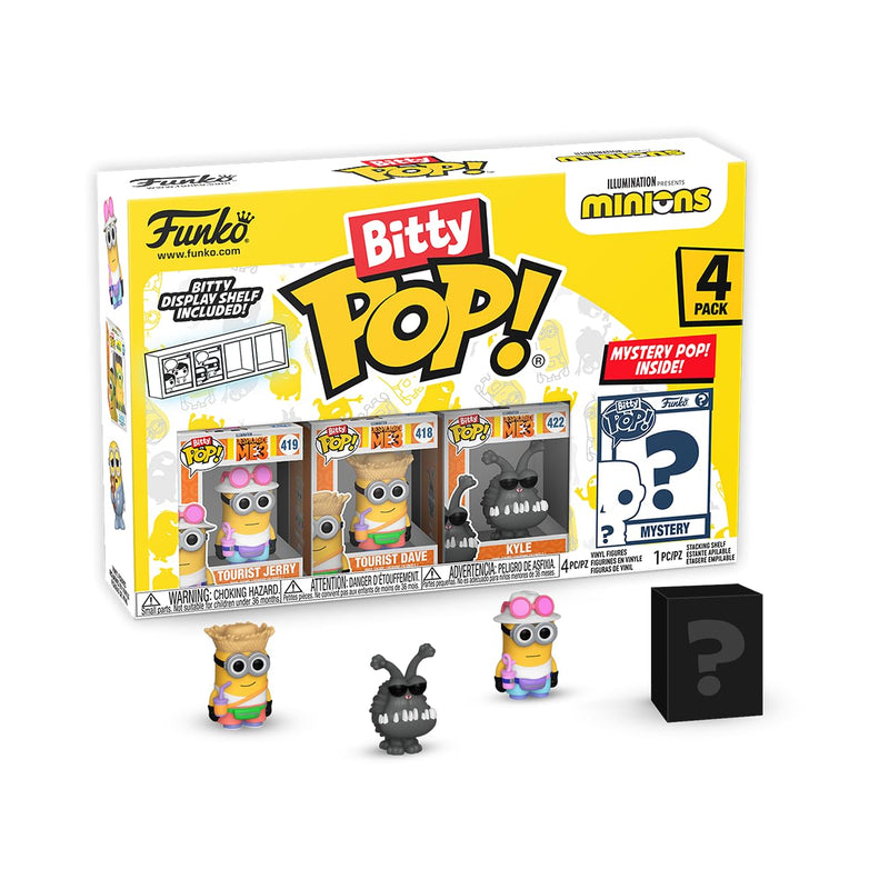 Funko Bitty Pop!: Minions Mini Collectible Toys 4-Pack - Tourist Dave, Tourist Jerry, Kyle, & Mystery Chase Figure (Styles May Vary