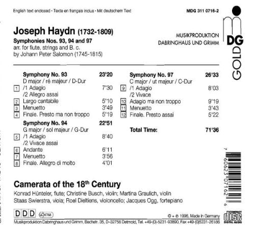 Sinfonien in der Bearbeitung für Flöte, Streicher und Basso continuo von Peter Salomon