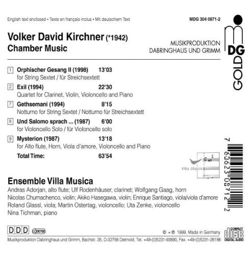 Volker David Kirchner - Orphischer Gesang II / Exil / Gethsemani / Und Salomo sprach / Mysterion