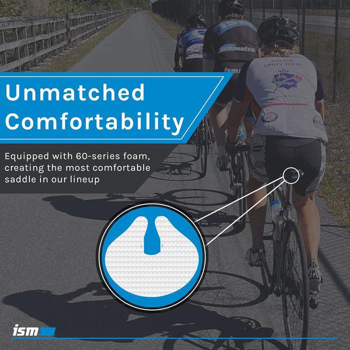 ISM Comfort Series Noseless Bike Saddle for Upright Riders - Anatomic Relief Bicycle Saddle for Hybrid, Police, Commuter Bikes, and Beach Cruisers - Wide and Thick Comfortable Bike Seat for Men/Women