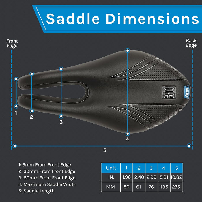 ISM PL Series Noseless Bike Seat - Split Nose Bicycle Saddle for Road Bikes, Mountain Bikes, Gravel, and Triathlon Bikes - Unisex Anatomic Relief Bicycle Saddle for Optimized Blood Flow
