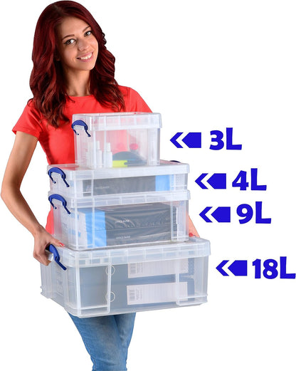 Really Useful Plastic Storage Box 9 Litre Clear