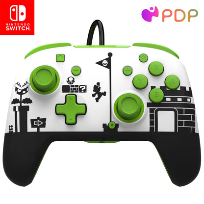 PDP Switch Rematch Wired controller SUPER MARIO Officially Licensed by Nintendo - Customizable buttons, sticks, triggers, and paddles - Ergonomic Controllers Mario Retro White and Green