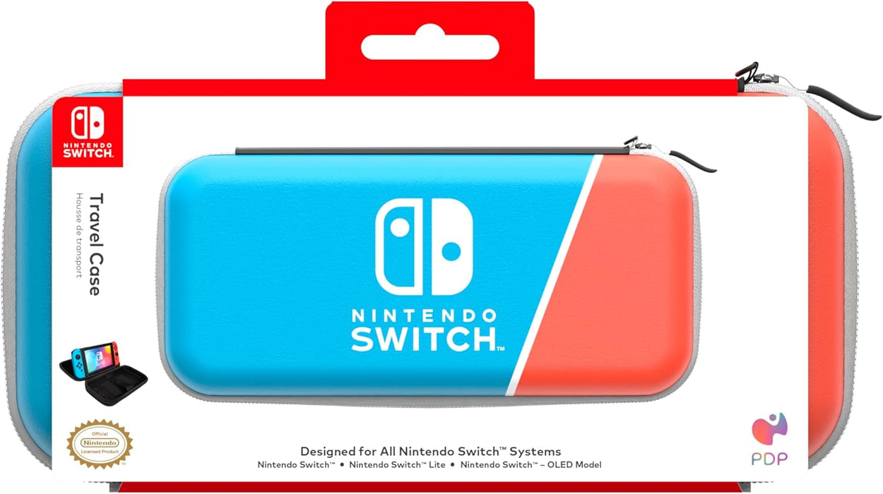 PDP Gaming Officially Licensed Switch Slim Deluxe Travel Case - NEON POP - Semi-Hardshell - Console Stand - Protective PU Leather - Holds 14 Games - Works with Switch OLED & Lite