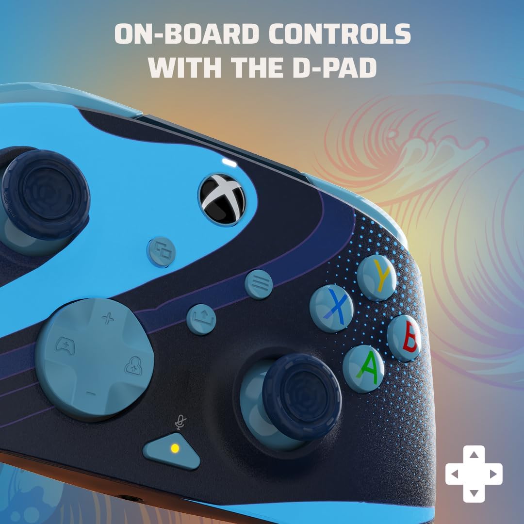 PDP Gaming REMATCH GLOW Enhanced Wired Controller Licensed for Xbox Series X|S/Xbox One/PC/Windows, Mappable Back Buttons, Advanced Customizable App - Blue Tide (Glow in the Dark) Controller Blue Tide (Glow in the Dark