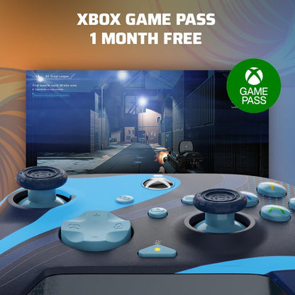 PDP Gaming REMATCH GLOW Enhanced Wired Controller Licensed for Xbox Series X|S/Xbox One/PC/Windows, Mappable Back Buttons, Advanced Customizable App - Blue Tide (Glow in the Dark) Controller Blue Tide (Glow in the Dark