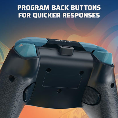 PDP Gaming REMATCH GLOW Enhanced Wired Controller Licensed for Xbox Series X|S/Xbox One/PC/Windows, Mappable Back Buttons, Advanced Customizable App - Blue Tide (Glow in the Dark) Controller Blue Tide (Glow in the Dark