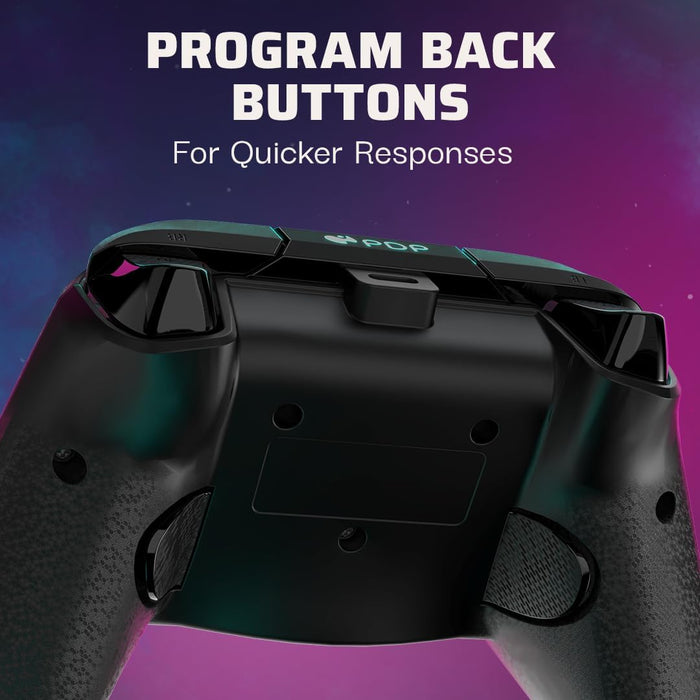 PDP Gaming REMATCH GLOW Enhanced Wired Controller Licensed for Xbox Series X|S/Xbox One/PC/Windows, Mappable Back Buttons, Advanced Customizable App - Space Dust (Glow in the Dark)