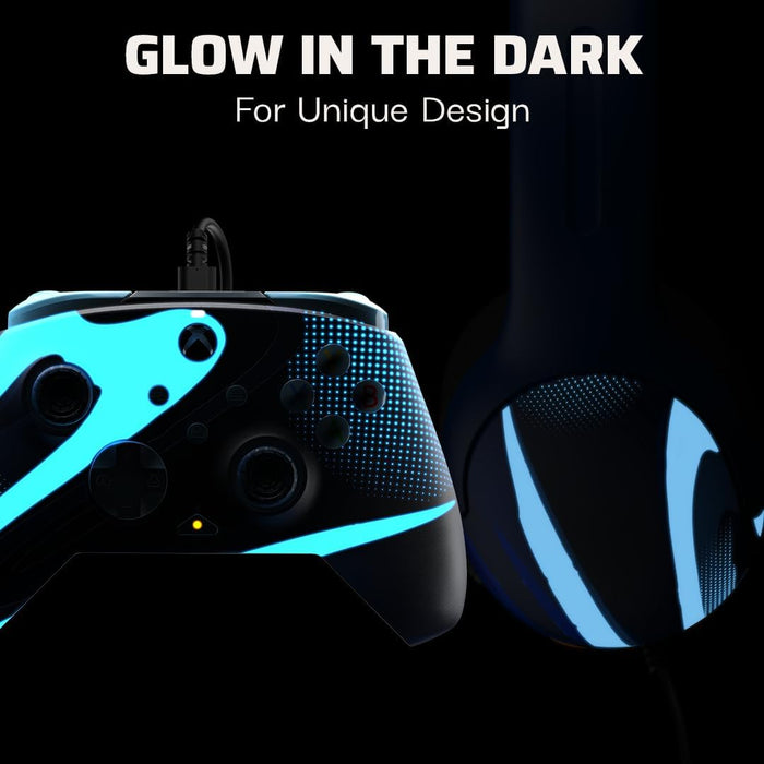 PDP - Bundle Casque de jeu stéréo filaire Airlite Blue Tide + Manette de jeu filaire REMATCH Blue Tide pour Xbox Serie