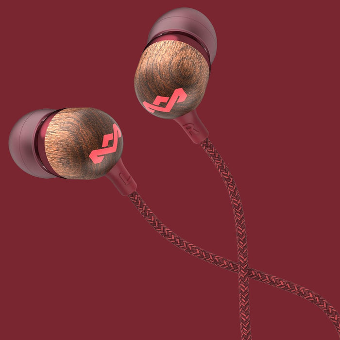 House of Marley Smile Jamaica In-Ear Headphones - Sustainably Crafted, Eco-Friendly, Noise Isolating Wired Earphones, 9.2mm Driver, Tangle-Free Cable, 1 Button Microphone Control