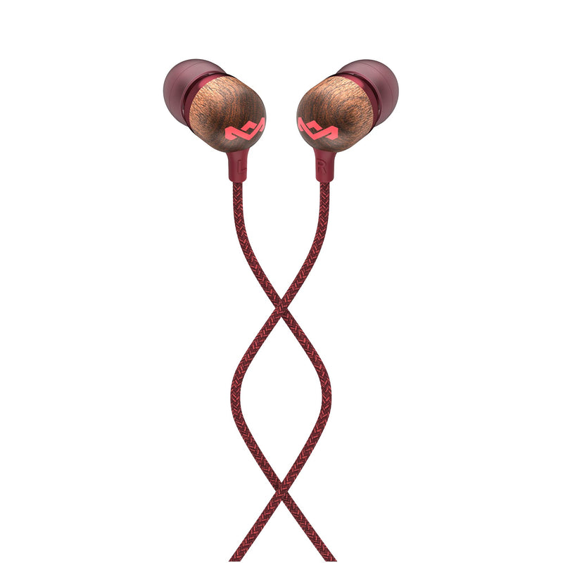 House of Marley Smile Jamaica In-Ear Headphones - Sustainably Crafted, Eco-Friendly, Noise Isolating Wired Earphones, 9.2mm Driver, Tangle-Free Cable, 1 Button Microphone Control